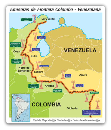 Mapa emisoras en la frontera con Venezuela